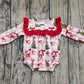 Baby Girl Long Sleeves Santa Trees Plaid Christmas Ruffle Bubble Romper RTS
