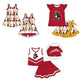 ( Moq 5 each style ) Baby Girl Summer Dog Team Cheer Sibling Bows Dress Set 7.18