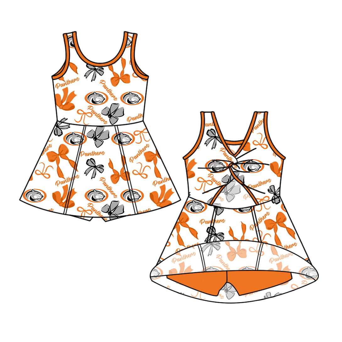 ( Moq 5 each style ) Baby Girl Toddler Team Tigers Bows Sibling Dress Set