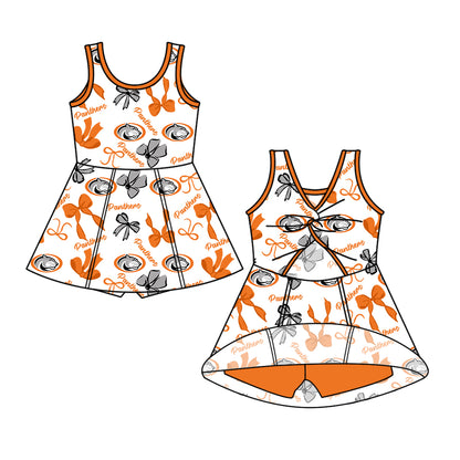 ( Moq 5 each style ) Baby Girl Toddler Team Tigers Bows Sibling Dress Set