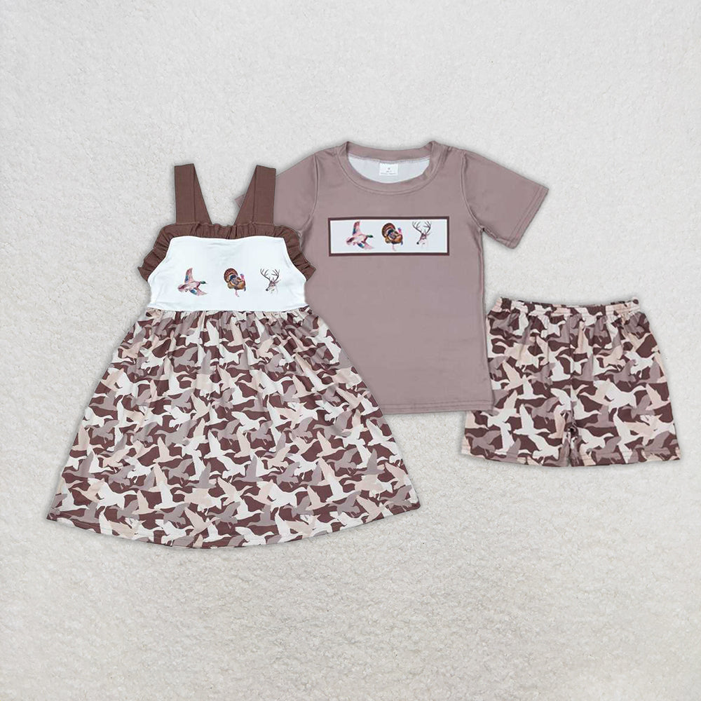 Baby Girl Toddler Summer Ducks Deer Sibling Dress Outfit Clothes RTS