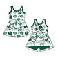 ( Moq 5 Each Style ) Baby Girls Toddler Stars Bows Team Sibling Green Shorts Dresses Set Summer Clothes