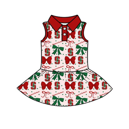 ( Moq 5 each style ) Baby Girl Toddler S Team Tree Bows ‌Sibling Dress Set