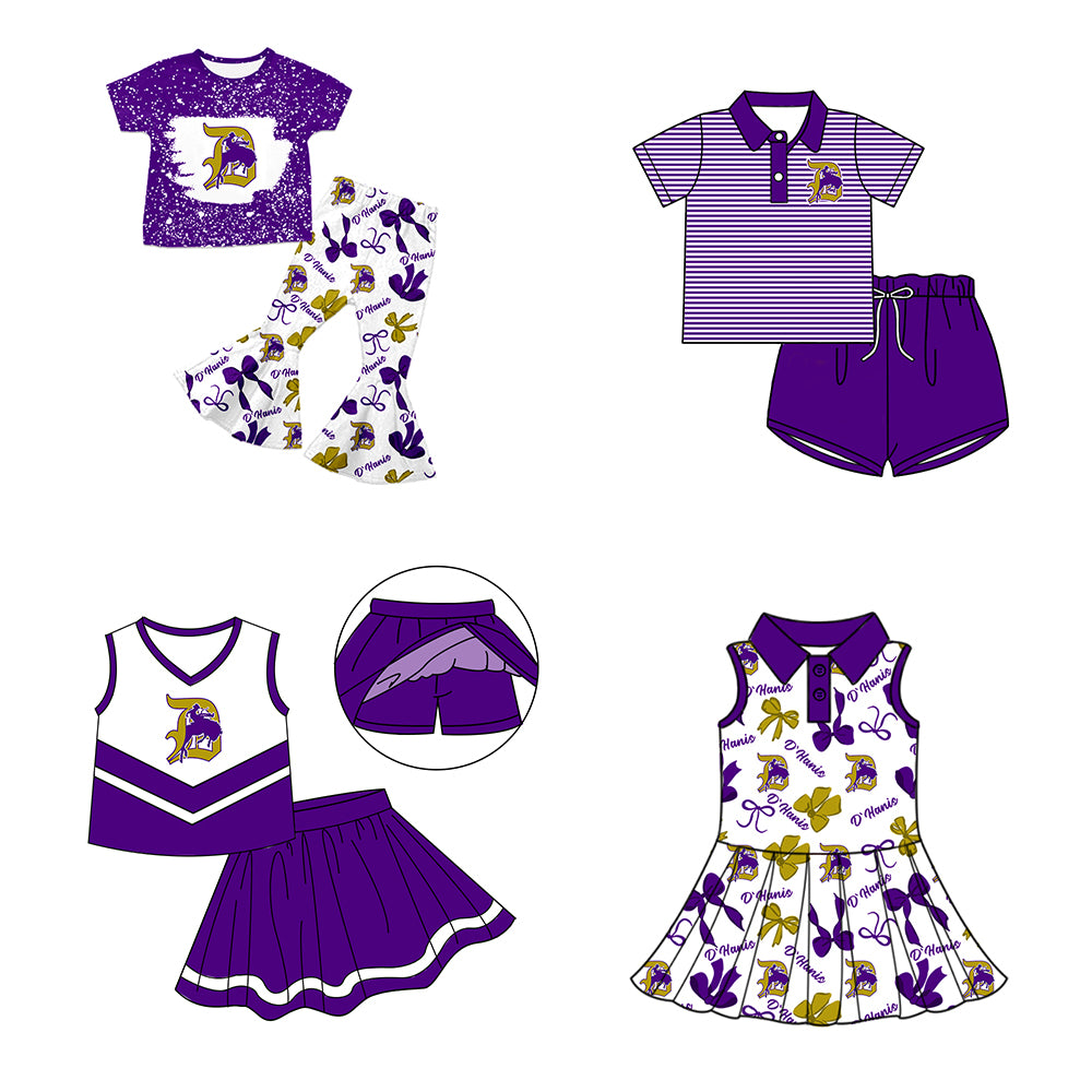 ( Moq 5 each style ) Baby Boy Girl Toddler Team Bows Cowboys Sibling Dress Set