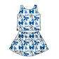 ( Moq 5 each style ) Baby Girl Toddler Team Blue Bows ‌Soccer‌ Sibling Shirt Dress Set