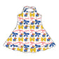 ( Moq 5 each style ) Baby Boy Girl Toddler Team Yellow Blue Bows Sibling Shirt Dress Set