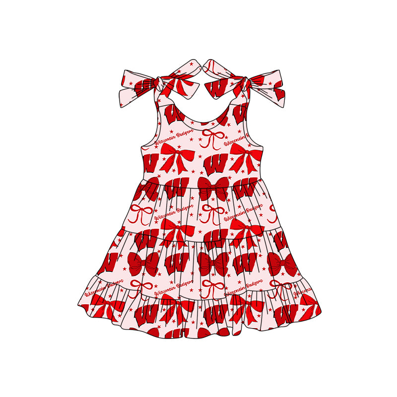 ( Moq 5 each style ) Baby Boy Girl Toddler W Team Bows Sibling Shirt Dress Set