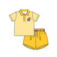 ( Moq 5 each style ) Baby Boy Girl Toddler Team Yellow Blue Bows Sibling Shirt Dress Set