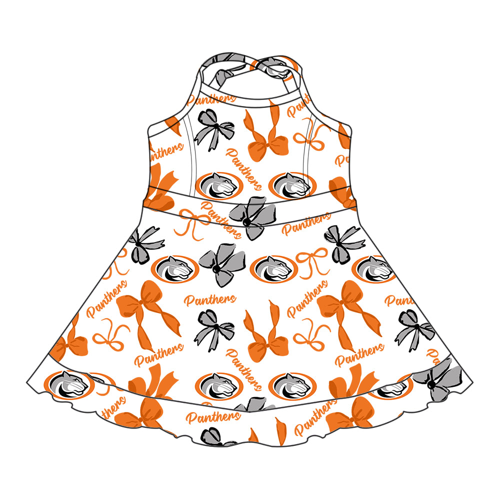 ( Moq 5 each style ) Baby Girl Toddler Team Tigers Bows Sibling Dress Set