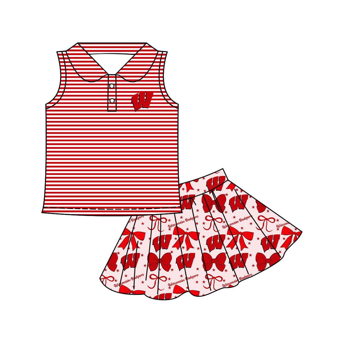 ( Moq 5 each style ) Baby Boy Girl Toddler W Team Bows Sibling Shirt Dress Set