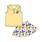 ( Moq 5 each style ) Baby Boy Girl Toddler Team Yellow Blue Bows Sibling Shirt Dress Set