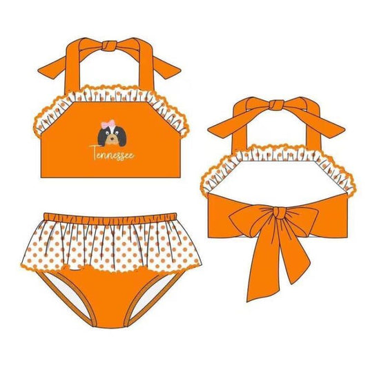 Baby Girl Dog Orange Team Swimsuit Set