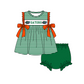 ( Moq 5 ) Baby Girls Toddler Bows Stripes Tops Green Bummie Shorts Team Set 1.29
