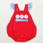 SR0687 Baby Boy Embroidery Baseball Plaid Romper