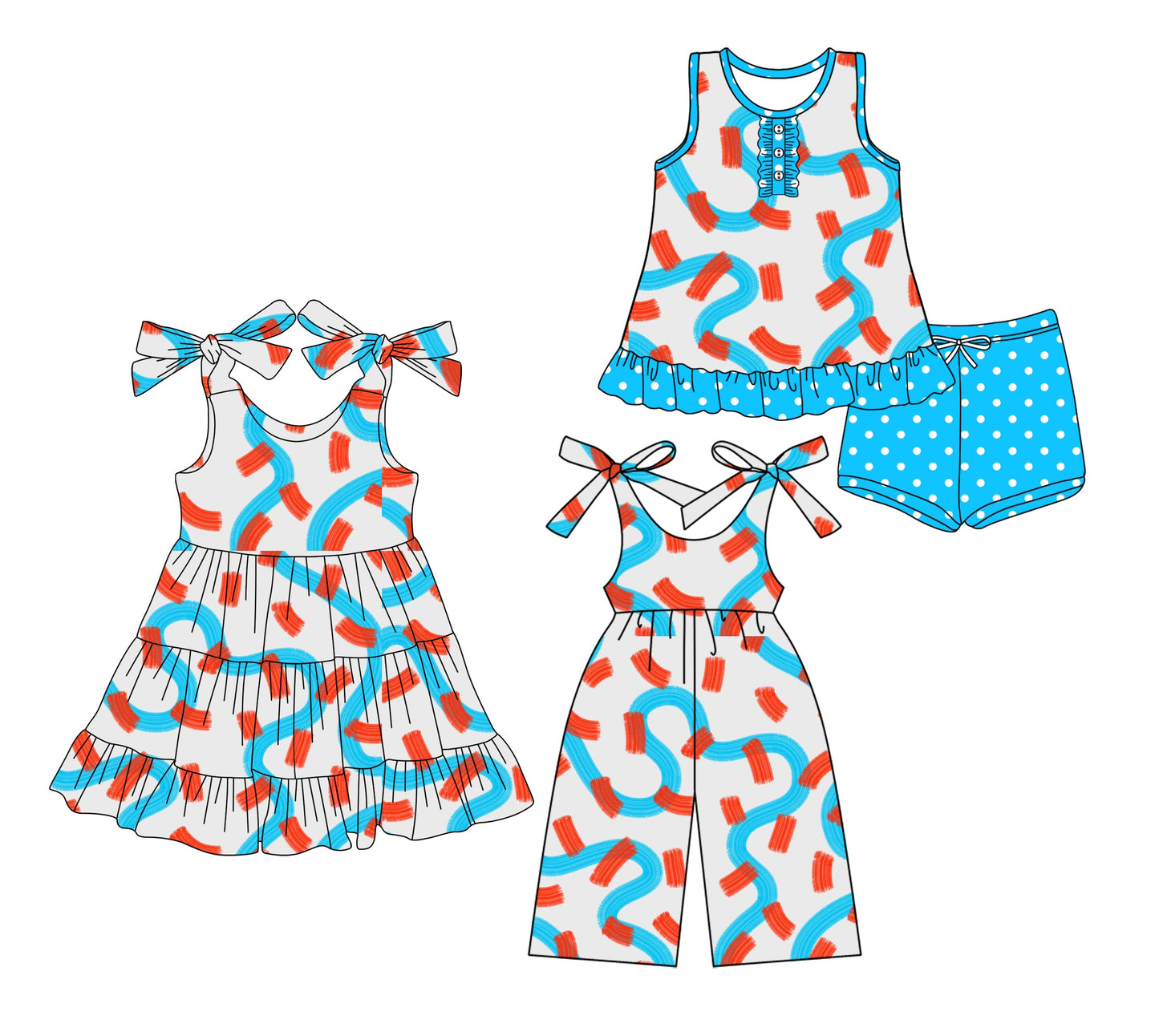 Baby Girl Sleeveless Summer Sibling Jumpsuit Dress Set ( Moq 5 Each Style ) 3.17