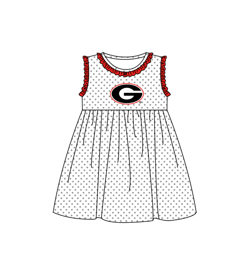 ( Moq 5 ) Baby Girls Toddler Sleeveless G Dots Team Red Ruffle Knee Length Dress