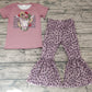 Promotion Baby Girl Bull Skull Flower Leopard Bell Pants Western Outfit