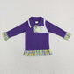 GT0412 Mardi Gras  Baby Girl Long Sleeves Dog Zipper Purple Shirt Tops