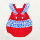 SR0686 Baby Girl Embroidery Baseball Plaid Romper