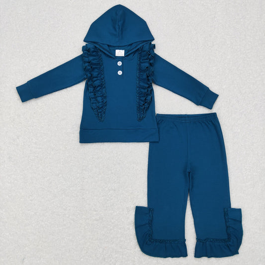 GLP0895 Baby Girl Long Sleeves Cotton Hoodie Ruffle Shirt Pants Outfit