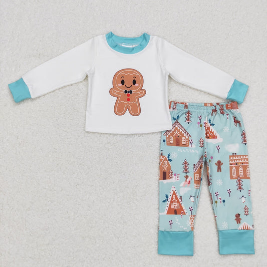 BLP0346 Baby Boy Long Sleeves Gingerbread Pants Christmas Outfit