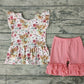 Promotion Baby Girl Western Cow Flower Ruffle Shorts Cotton Outfit