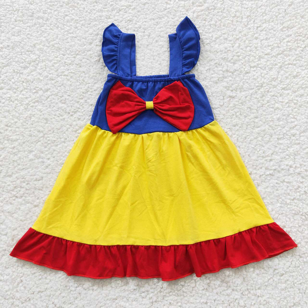 GSD0343 Baby Girl Short Sleeves Princess Bow Summer Dress