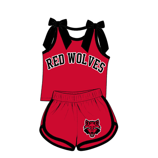 ( Moq 5 ) Baby Girls Kids Sleeveless Bows Shirt Shorts Team Set Clothes