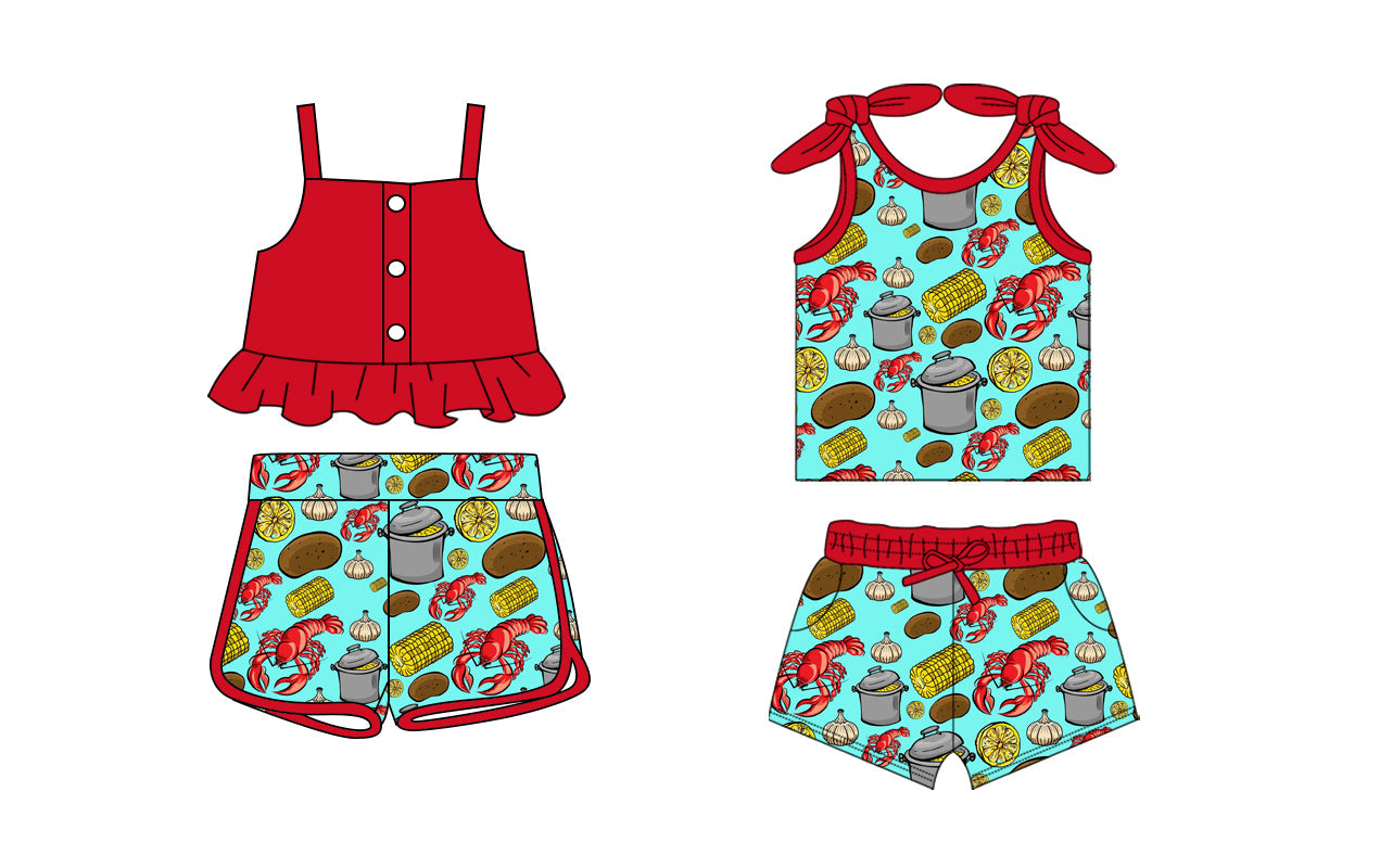 Baby Girl Crawfish Sleeveless Sibling Set ( Moq 5 Each Style ) 1.23