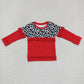 GT0295 Baby Girl Long Sleeves Cow Print Red Shirt