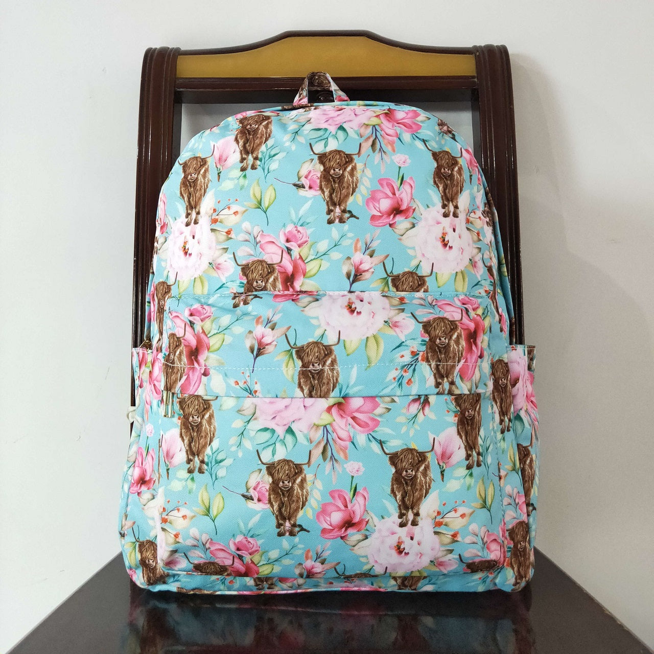 Baby Girl Western Cow Floral Back To School Bag Backpack