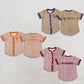 Sibling Baby Boy Kids Short Sleeves Stripes Buttons Shirts Team Tops Clothes RTS