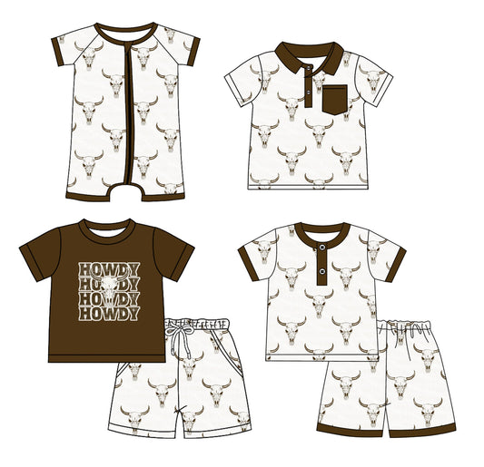 Baby Boy Western Cow Sibling Romper Shirt Set ( Moq 5 Each Style ) 2.10