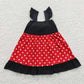 GSD0344 Baby Girl Short Sleeves Princess Bow Summer Red Dots Dress