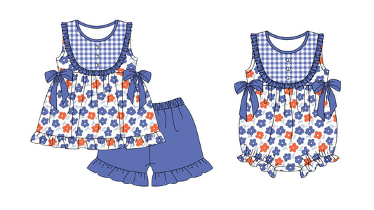 Baby Girl Flower Bows Sibling Summer Romper Clothes Set ( Moq 5 Each Design )11.26