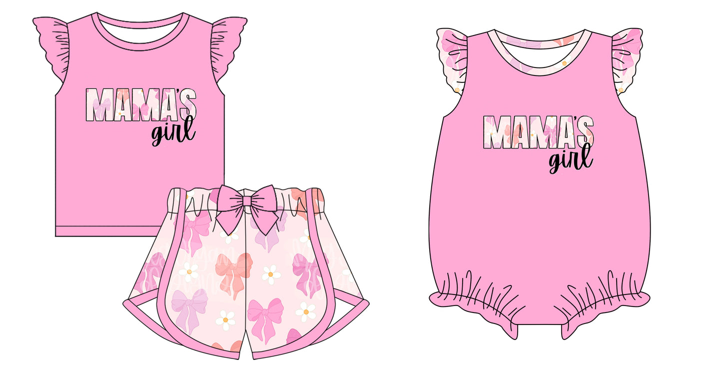 Baby Toddler Short Sleeves Mama's Girl Bows Flower Sibling Romper Clothes Set ( Moq 5 Each style ) 12.4