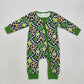 Baby Boy Infant Short Sleeves St Patrick Day Clover Zipper Green Romper