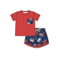 ( Moq 5 ) Preorder Baby Boys Kids Short Sleeves Shirt Crabs Pockets Shorts 4th of July Set