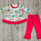 Baby Girl Long Sleeves Green Face Bows Flower Tunic Pants Christmas Set RTS