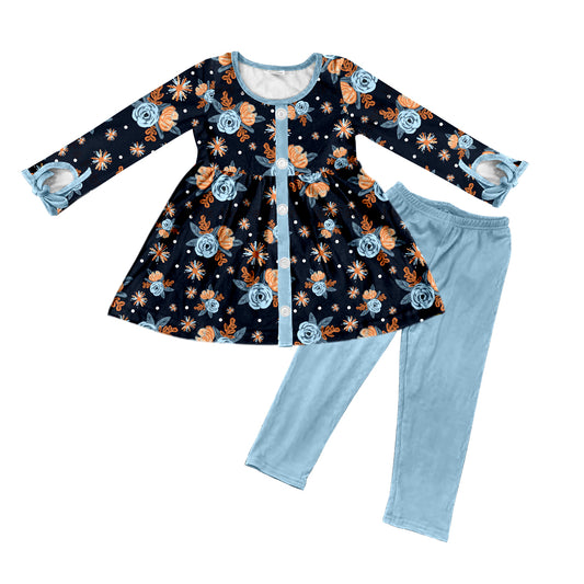 Baby Girl Long Sleeves Floral Tunic Pants Outfit Moq 5