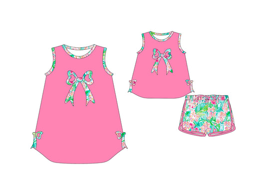 Baby Girl Sleeveless Bows Flower Sibling Dress Set ( Moq 5 Each Style ) 2.10
