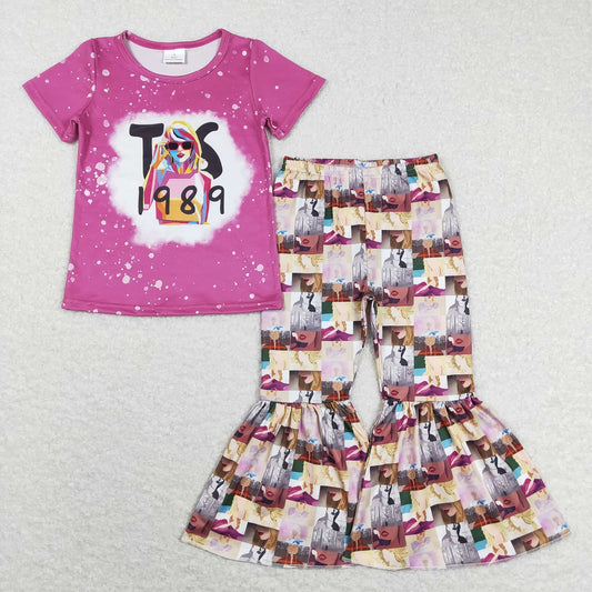 GSPO1245 Baby Girl Short Sleeves Shirt Singer Bell Pants Set