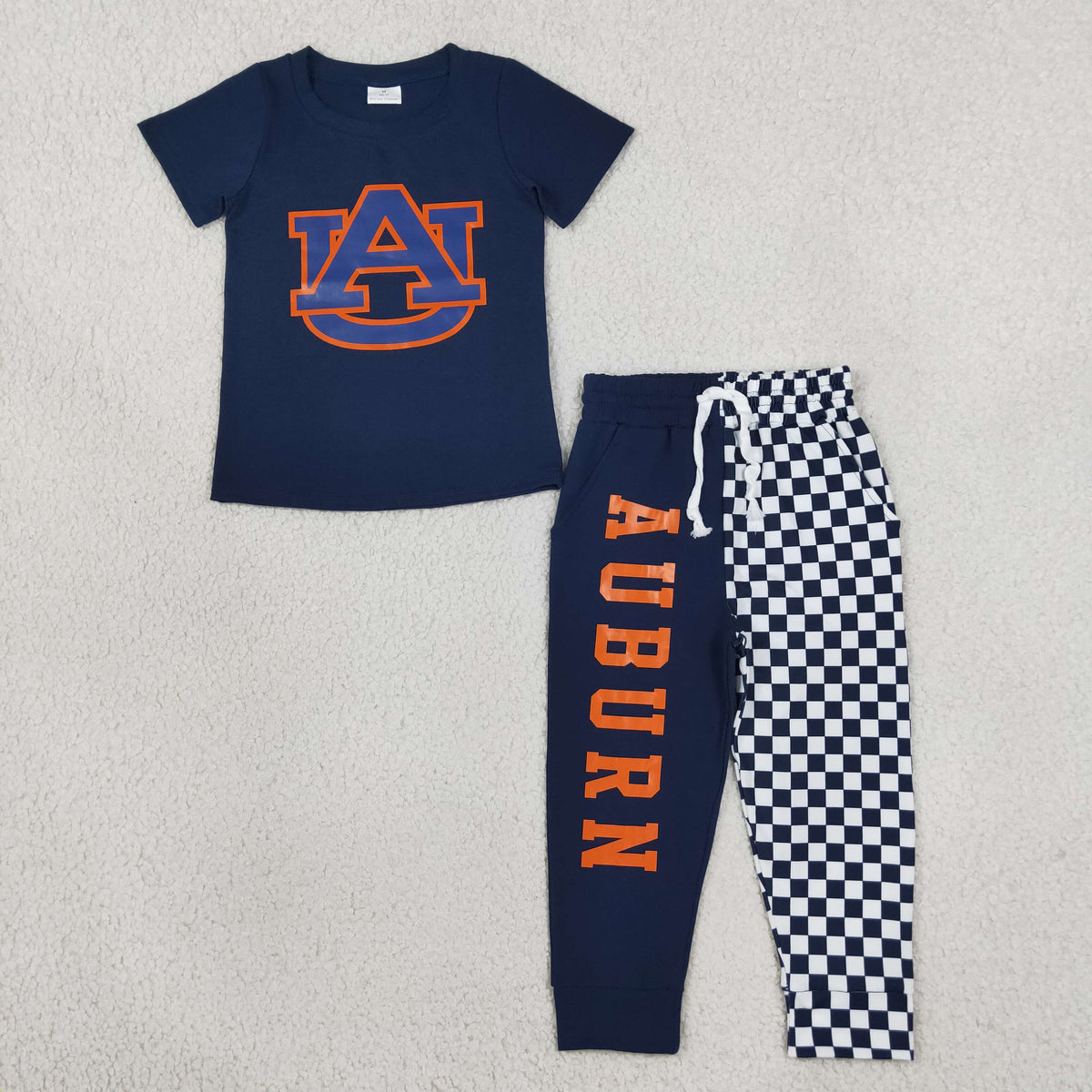 Baby Boys Kids Short Sleeves Navy Shirt Checked Pockets Pants Team Set Clothes RTS