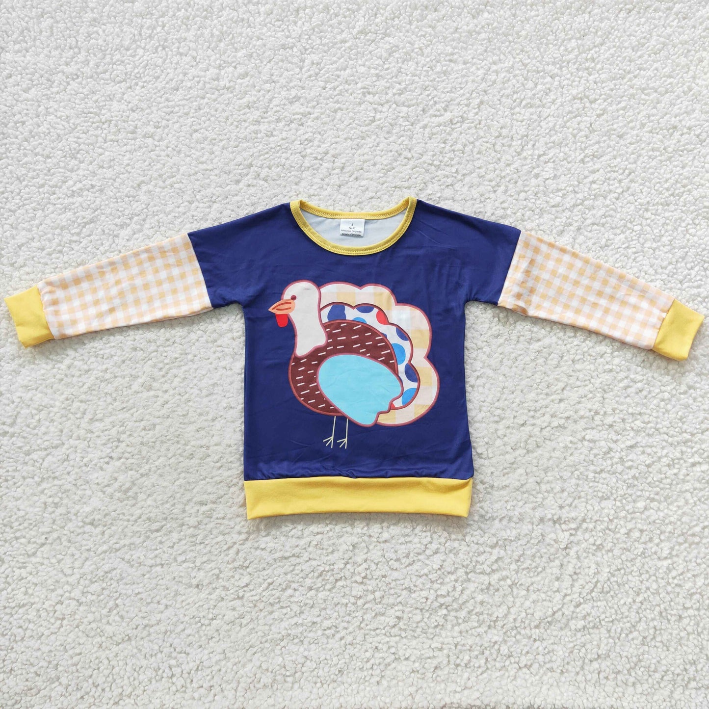 BT0244 Baby Boy Long Sleeves turkey Thanksgiving Fall Shirt