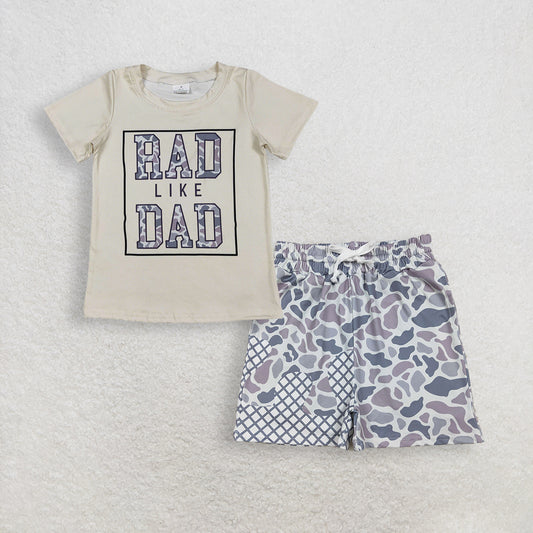 Baby Boys Kids Short Sleeves Dad Shirt Camo Plaid Pockets Shorts Summer Clothes Set RTS