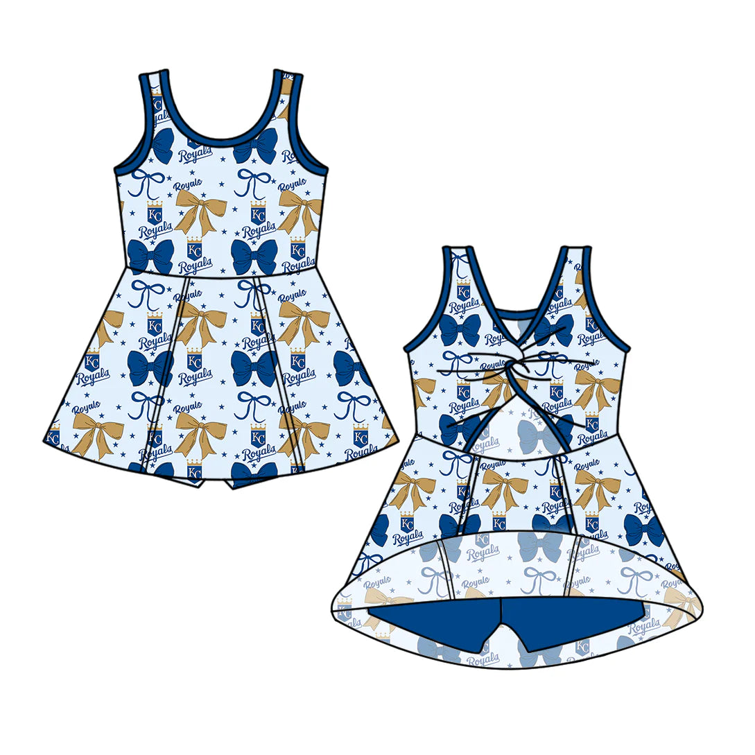 ( Moq 5 each style ) Baby Boy Girl Toddler KC Team Bows Sibling Shirt Dress Set 6.21