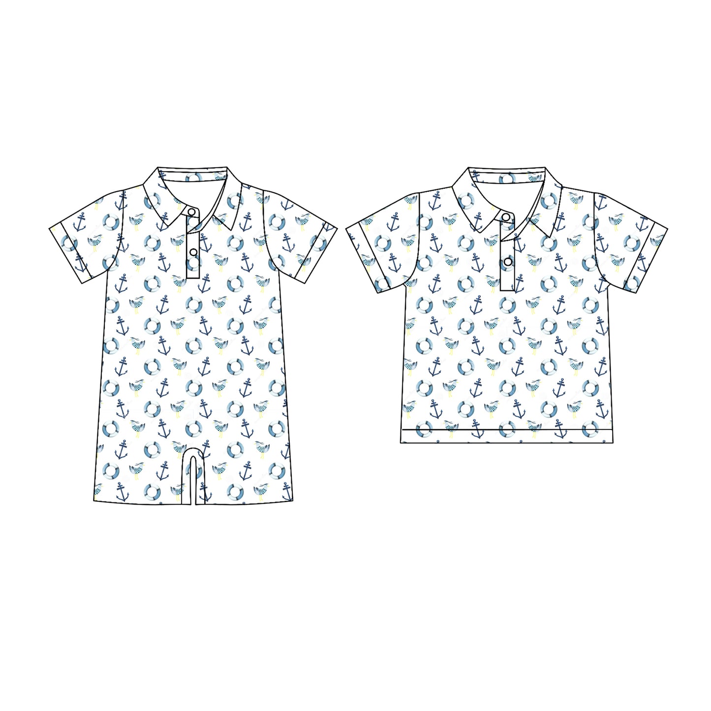 ( Moq 5 Each Style ) Baby Boys Kids Short Sleeves Buttons Sibling Shirt Set Clothes