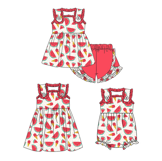 Baby Girl Kids Watermelon Sibling Romper Dress Set ( Moq 5 Each Style ) 1.24