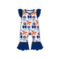 ( Moq 5 each style ) Baby Girl Toddler SF Team Orange Blue Bows Sibling Romper Dress Set 6.16