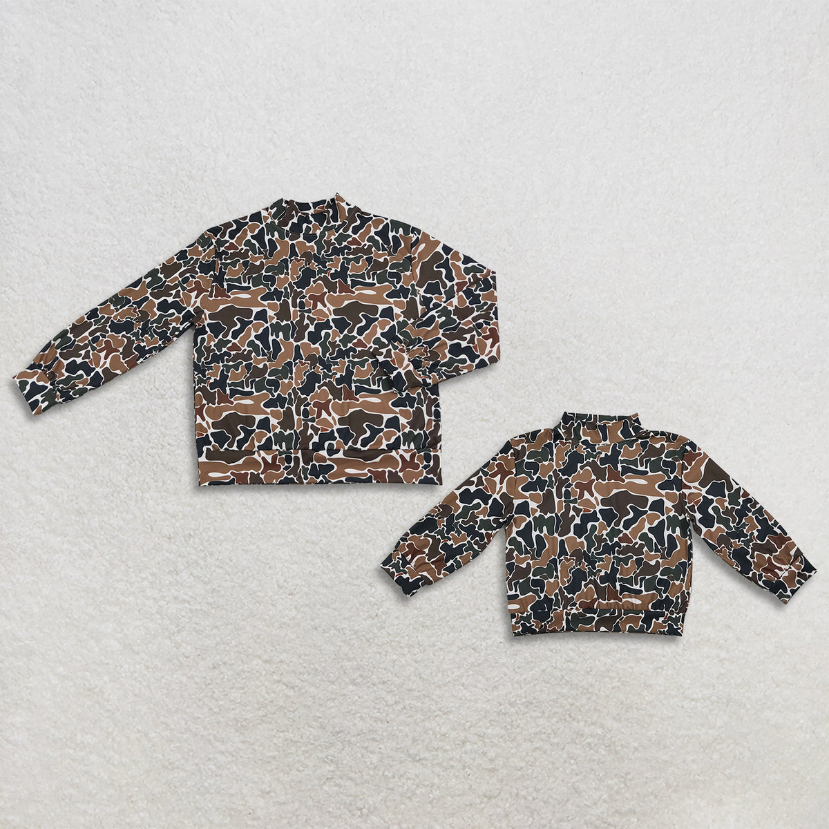 Sibling Baby Girls Adult Woman Long Sleeves Brown Camo Shirts Yoga Active Clothes RTS